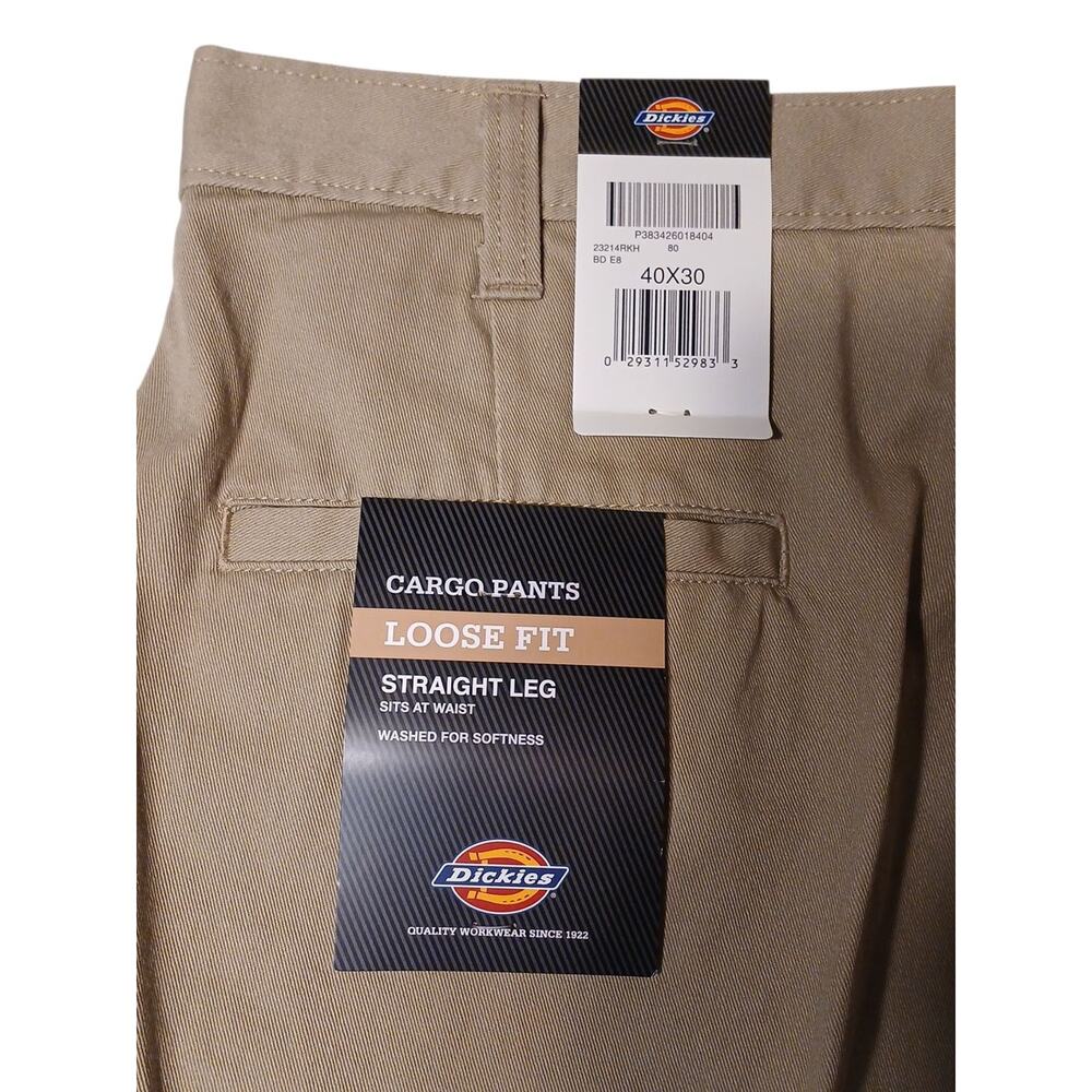 Dickies Cargo Pants Men Sz 40 Tan Loose Fit Wide Leg Straight Work Safari Gorp